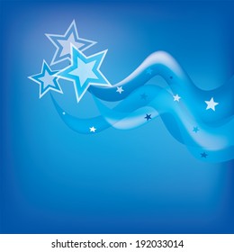 abstract blue stars and waves background