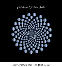Abstract blue steel color Gradient mandala Unique Circle vector pattern with black background
