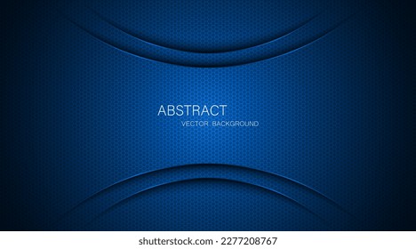 Abstract blue steel mesh background with blue glowing lines with free space for design. Modern technology innovation concept background. Perforated dark blue metal sheet for background image.	