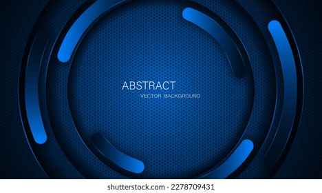 Abstract blue steel mesh background with blue glowing lines with free space for design. Modern technology innovation concept background. Perforated dark blue metal sheet for background image.	