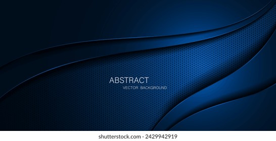 Abstract blue steel mesh background with blue glowing lines with free space for design. Modern technology innovation concept background. Perforated dark blue metal sheet for background image.	