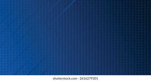 Abstract blue steel mesh background with blue glowing lines with free space for design. Modern technology innovation concept background. Perforated dark blue metal sheet for background image.	