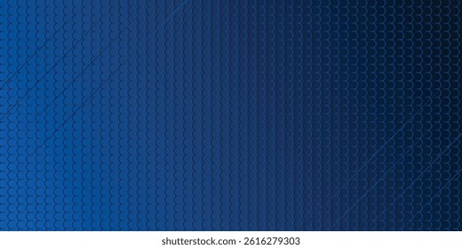 Abstract blue steel mesh background with blue glowing lines with free space for design. Modern technology innovation concept background. Perforated dark blue metal sheet for background image.	
