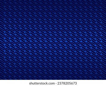Abstract blue steel wire background with blue glowing lines with empty space for design. Modern technology innovation concept background. Perforated dark blue metal sheet.