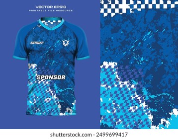 abstract blue stripe grunge t shirt mockup sport jersey design for football soccer, racing, e sports, running design kit