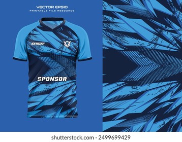 abstract blue stripe grunge t shirt mockup sport jersey design for football soccer, racing, e sports, running design kit