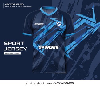 abstract blue stripe t shirt mockup sport jersey design for football soccer, racing, e sports, running design kit