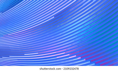 Abstract blue striped background with curved stripes. Vector graphic pattern