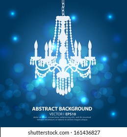 Abstract blue striped background decorative antique chandelier. Vector EPS 10 illustration.