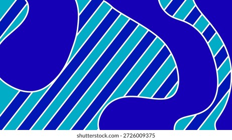 Abstract blue striped line background with colorful wave style for modern design and wallpaper