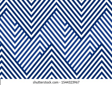 Abstract blue striped line serrated pattern on white background and texture. Geometric triangle overlapping minimal style. Vector illustration