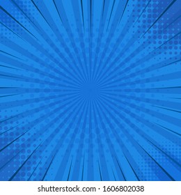 Abstract blue striped retro comic background with halftone angles. Cartoon comic characters. Vector illustration.