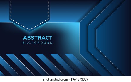 Abstract blue stripes background. half papercut of Octagon shape design template, 