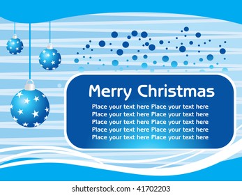 abstract blue stripes background with hanging christmas ball