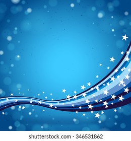 Abstract blue stripes with stars and lights