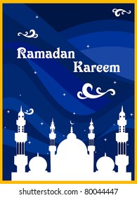 abstract blue stripes, twinkle star background with mosque