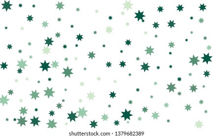 Abstract blue stylish background of falling stars on white paper. Pattern for Christmas and New Year card, invitation for dinner, paper packaging. Vector illustration, EPS 10.