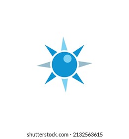 abstract blue sun logo icon flat vector design concept graphic