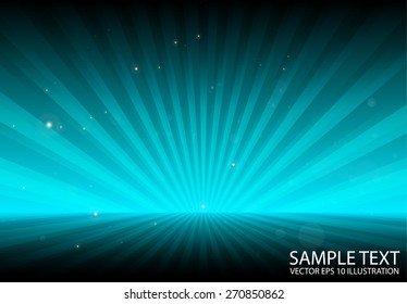 Abstract blue sun rays spreading background  template - Abstract sparks over blue sunrise background   illustration
