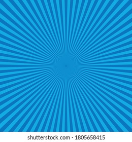 Abstract blue sunburst backgound. Vector rays in radial arrangement.