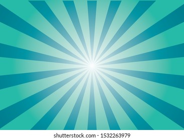 Abstract Blue Sunrise Stripes On Menthol Background. Vector Illustration