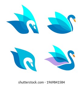 abstract blue Swan vector illustration collection