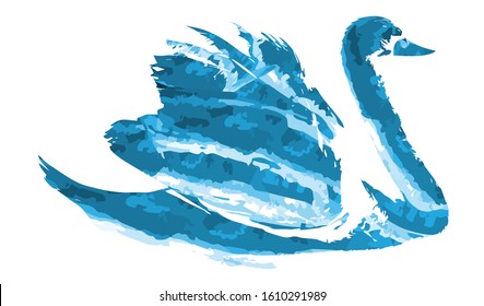 Abstract blue Swan watercolor vector illustration on white background for multi purpose use.