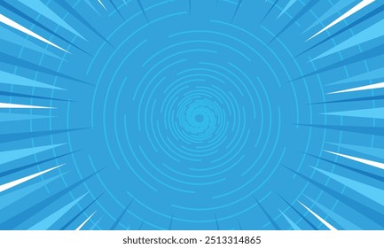 Abstract blue swirl lines comic style background