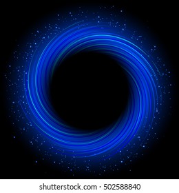 Abstract blue swirl round with black hole vector illustration