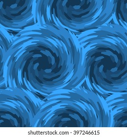 Abstract Blue Swirl Seamless Pattern. Vortex Tiling. Vector Illustration.