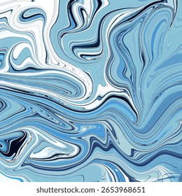 Textura espiral azul abstrata que se assemelha a ondas fluidas do oceano e marmoreado gelado. Ideal para fundos e arte moderna. 