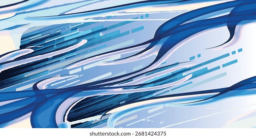Abstrakte blaue Wirbel und dynamische Linien Digitale Kunst