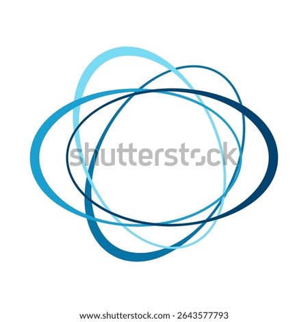 Abstract Blue Swirls Interconnected Curves, Oval Shapes, Dynamic Design