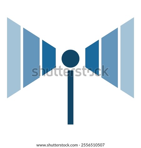 Abstract blue symbol representing signal dissemination, broadcasting, and targeted communication