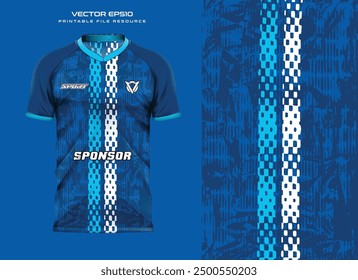 abstract blue symmetry grunge t shirt mockup sport jersey design for football soccer, racing, e sports, running design kit