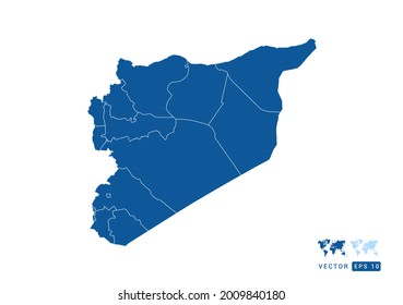 Abstract blue Syria map vector on white background.