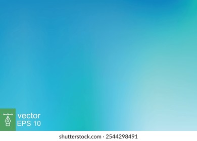 Abstract blue teal gradient background. Blurred turquoise water backdrop. Light green, soft, ocean, sea, nature. Vector illustration for your graphic design, banner, summer or aqua poster. EPS 10.