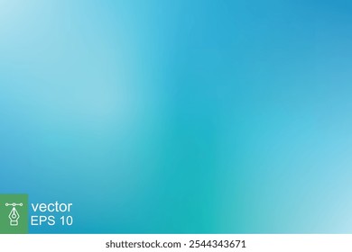 Abstract blue teal gradient background. Blurred turquoise water backdrop. Light green, soft, ocean, sea, nature. Vector illustration for your graphic design, banner, summer or aqua poster. EPS 10.