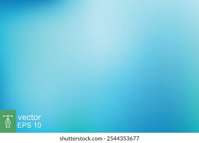 Abstract blue teal gradient background. Blurred turquoise water backdrop. Light green, soft, ocean, sea, nature. Vector illustration for your graphic design, banner, summer or aqua poster. EPS 10.