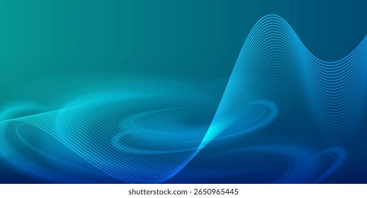 Abstract blue and teal wave background with smooth curves and light gradients, Modern EPS 10