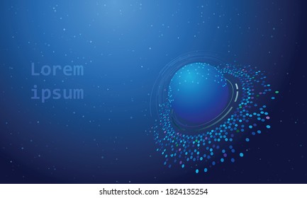 abstract blue tech background with sphere and lines. big data or connection concept.