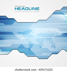 Abstract blue tech corporate background. Vector bright geometric design