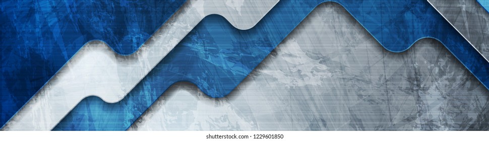 Abstract blue tech corporate grunge header banner design. Vector geometric background