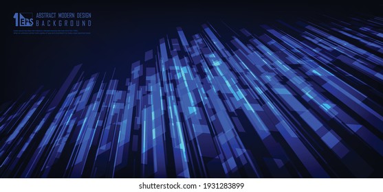 Abstract blue tech design of lines pattern template. Overlapping with sharp style background. illustration vector