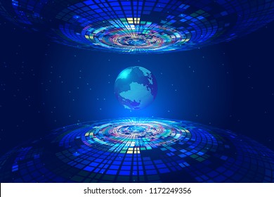 Abstract blue tech earth hologram