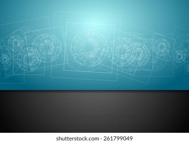 Abstract blue tech engineering background. Vector design