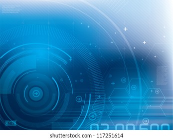 Abstract blue technical background in vector illustration