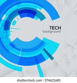 Abstract blue technical triangle background with place for your text