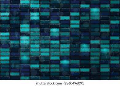 Abstract blue techno puzzle geometric background with squares bricks