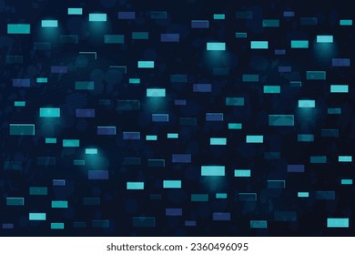 Abstract blue techno puzzle geometric background with squares bricks